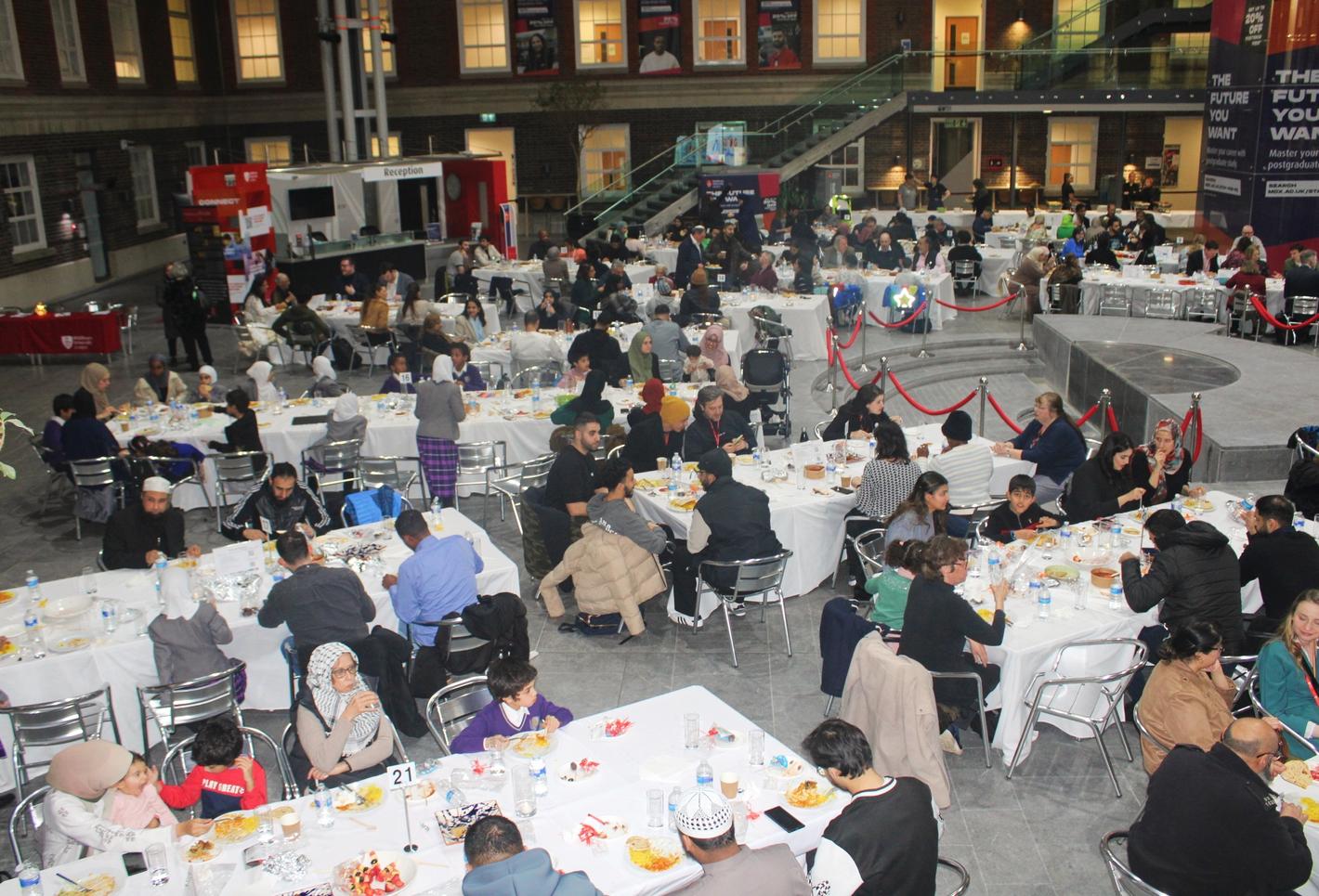 People having Iftar in Quad