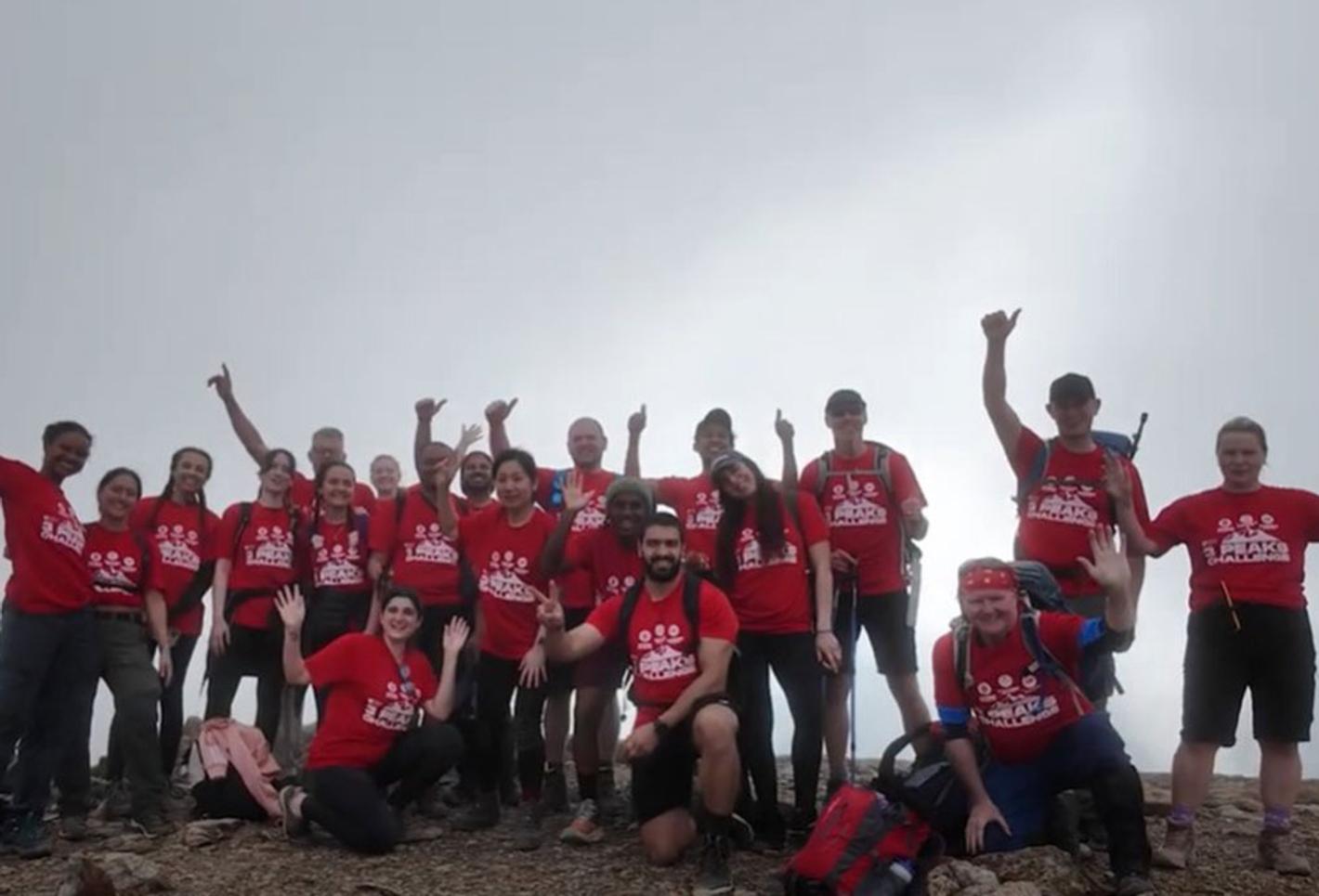 Students on top of mountain