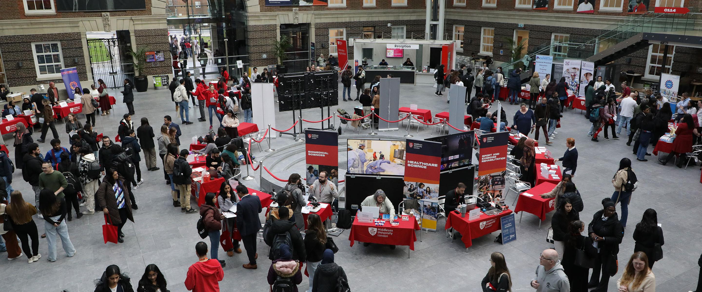 MDX college building on a busy day