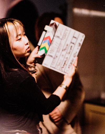 Student film crew on set