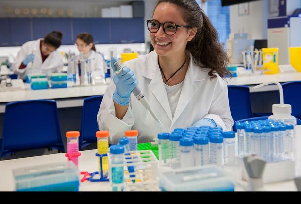 A student in the lab